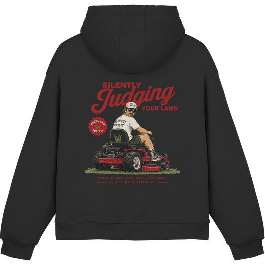 Silently Judging Your Lawn - Fluffy Boxcut Hoodie
