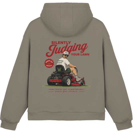 Silently Judging Your Lawn - Fluffy Boxcut Hoodie