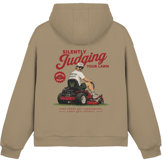Silently Judging Your Lawn - Fluffy Boxcut Hoodie