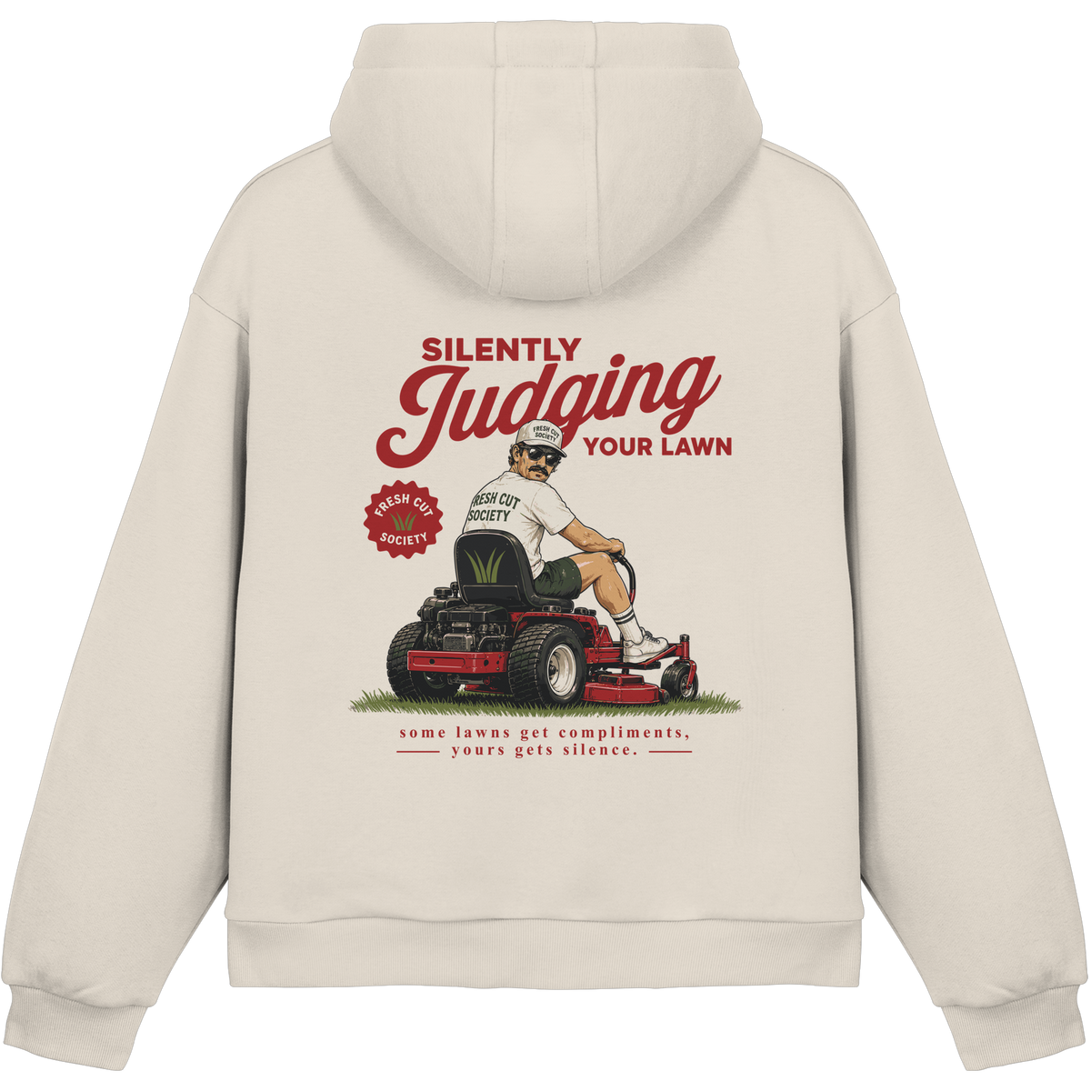 Silently Judging Your Lawn - Fluffy Boxcut Hoodie